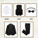 WULFUL Boys 5 Pieces Tuxedo Suit Set Kids Suits Shawl Collar Jacket Pant Vest Bow Tie for Wedding Ring Bearer Party Prom (Black)