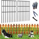 25pcs Garden Fence Animal Barrier 27ft(L) X 17in(H) No Dig Barrier Fencing Dog Rabbits Blocker 9 Vertical Metal Wire Rustproof Border Decorative Fences for Outdoor, Yard, Patio
