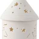 Ceramic House Christmas Decoration Tealight Holder Handmade Candle Holder Matt White for Mantel Windows Decoration