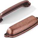 khtumeware 10 Pack Antique Copper Cup Pulls 3-1/2 Inch Center to Center - Cabinet & Drawer Handles for Kitchen Hardware