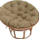 Papasan Chair Cushion Outdoor, Round Papasan Cushion Indoor with Ties, Waterproof Circle Seat Pad for Porch Patio Garden, 45 in Antique Beige, Cushion Only