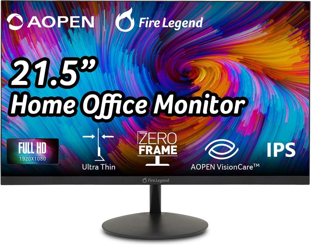 AOPEN by Acer 22SA2Q EBI 21.5" Full HD 1920 x 1080 Zero-Frame IPS Gaming Office Monitor | AMD FreeSync Technology | Ultra-Thin Stylish Design | Up to 100Hz | 1ms TVR | Tilt | HDMI & VGA Ports
