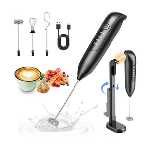 Dynooper 2 in 1 - Electric Whisk Milk Frother, Electric Whisk Foam Maker for Coffee, Lattes, Cappuccino, Matcha, Hot Chocolate & Creamer - Black