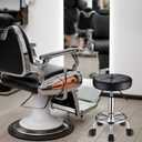 HMTOT Round Rolling Stool with Wheels Height Adjustable Swivel Stool Chair for Spa Salon Massage Black, Small