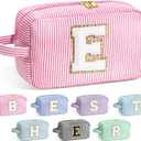 YOOLIFE Birthday Gifts for 6 7 8 9 10 11 12 13 14 15 Year Old Teen Girl - Initial Makeup Bag Letter Toiletry Pouch Cosmetic Case, Personalized Teen Girl Gifts Trendy Stuff Party Favor, Pink M
