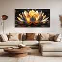 TYTAUPT Lotus Flower Wall Art Gold Brown Canvas Prints Decor, 48"L x 24"W