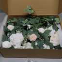 Ling's moment 2PCS Artificial Floral Swags Arch Flowers Wedding Centerpieces Flower Rose Garland Mantel Greenery Arrangements for Sweetheart Welcome Signs Decor Wall Window Home Decor White & Sage