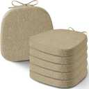 AddGrace Set of 6 Chair Cushions for Metal Dining Chairs 14x14 Chair Pads with Ties Non Slip Thick Seat Cushions with Textured and Removable Cover (6, Beige)