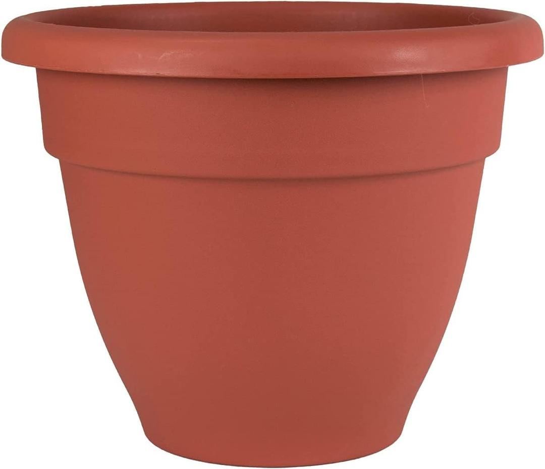 The HC Companies Caribbean Planter Pot - Outdoor & Indoor Plant Pot with Drainage Hole & Plug - Rolled Rim Plastic Pots for Plants & Flowers - Decorative Plant Pot (16" Clay, Pack of 1)
