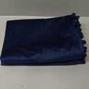 DEZENE Couch Pillow Cases 24x24 Navy: 2 Pack Cozy Soft Pom-poms Velvet Square Throw Pillow Covers for Farmhouse Home Decor 