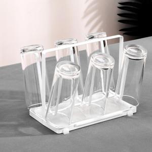 Cup Drying Rack for Countertop,Cup and Bottle Drying Rack with Wooden Handle-Countertop Organizer for Mugs, Glasses, and Bottles (White)