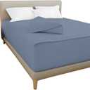 Zip-On Fitted Sheet Set - Includes 1 Fitted Sheet Base and 2 Zip-On Sheets - Designed for Mattresses with Up to 8" Inch Deep Pockets Queen Size - 600 TC - Medium Blue Color | 600TC, Soft & Luxurious Sheets, 1 Fitted Sheet Base and 2 Zip-up Sheets, 60" x 80"