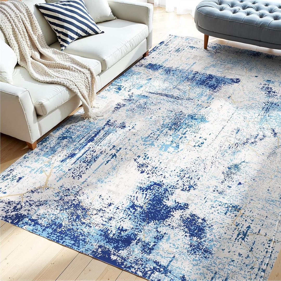 VEVOR 5 x 7 ft Area Rug Large Washable Rug Non-Slip and Tear-Resistant Soft Carpet Pet & Child Friendly Modern Area Rugs Indoor Mat for Bedroom Office Living Room Kids Room Entryway Blue VEVOR 5 x 7 ft Area Rug Large Washable Rug Non-Slip and Tear-Resistant Soft Carpet Pet & Child Friendly Modern Area Rugs Indoor Mat for Bedroom Office Living Room Kids Room Entryway Blue