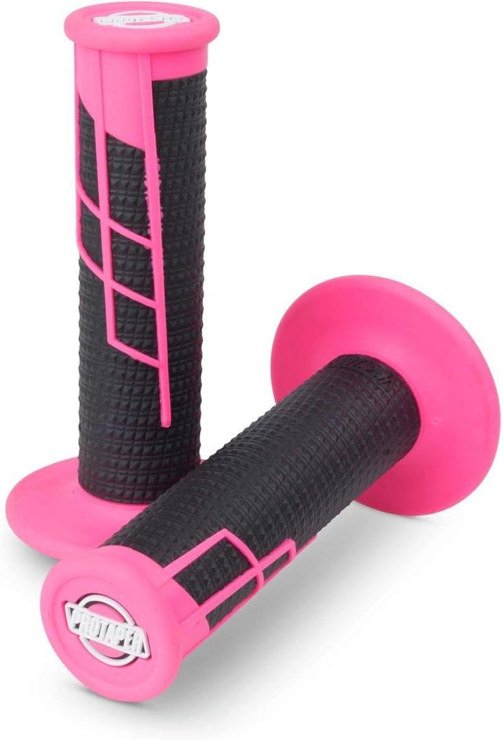 Pro Taper Clamp On Grips - 1/2 Waffle (NEON Pink/Black)