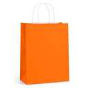 BagDream 8x4.25x10.5 Inch 100Pcs Orange Gift Bags Medium Size, Kraft Paper Bags with Handles Bulk for Halloween, Sporting Party Favors, Fall Festivals, Wedding, Retail, Grocery