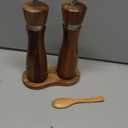 Wooden Salt and Pepper Grinder Set:Pepper Grinder Manual,Adjustable Coarseness,Crafted of Acacia Wood with Ceramic/Stainless Steel Core|Along with Salt&Pepper Mill Tray,Spoon,8in,2pack
