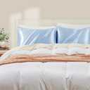 Light Blue Satin Pillowcase Queen Size Set of 2 for Hair and Skin, Light Blue Silk Pillowcase Breathable Pillowcase with Envelope Closure