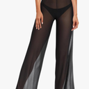 Pinup Fashion Women's Cover Up Pants Crochet Hollow Out Mesh Pants High Waist Swimsuit Beach Bikini Coverup Pants XXL