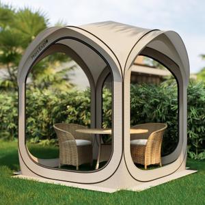 Pop-Up Screen Tent with Mesh Walls Instant Portable Outdoor Shelter with Carry Bag for Camping, Patio, Backyard, Deck, Beach 66 FT, Beige, 6x6 FT