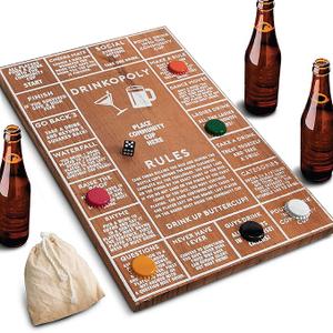 Hammer + Axe Drinkopoly Game for Adults, Fun Drinking Games for Bars and Parties, Vintage Game Board Design in Wood, Amazing Look in Bar or Man Cave, Perfect Icebreaker, Get The Party Started Right