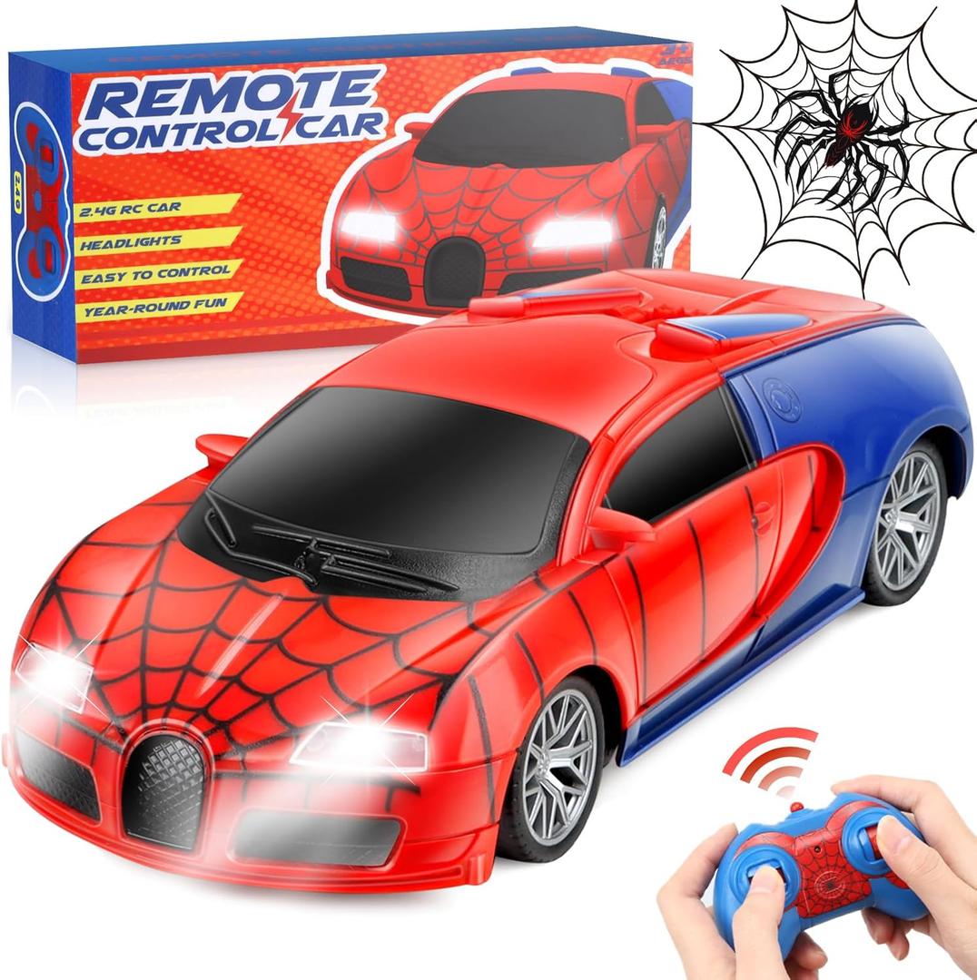 Aooess Remote Control Car Toy for Kids: Spider Rc Cars for Boys Age 4-7 Toy Cars for Boys Age 4-7 Racing Car Toys Spider Toys for Boy 4-6 Birthday Gift for 3 4 5 6 7 8 9 Year Old Boy Girls, Red