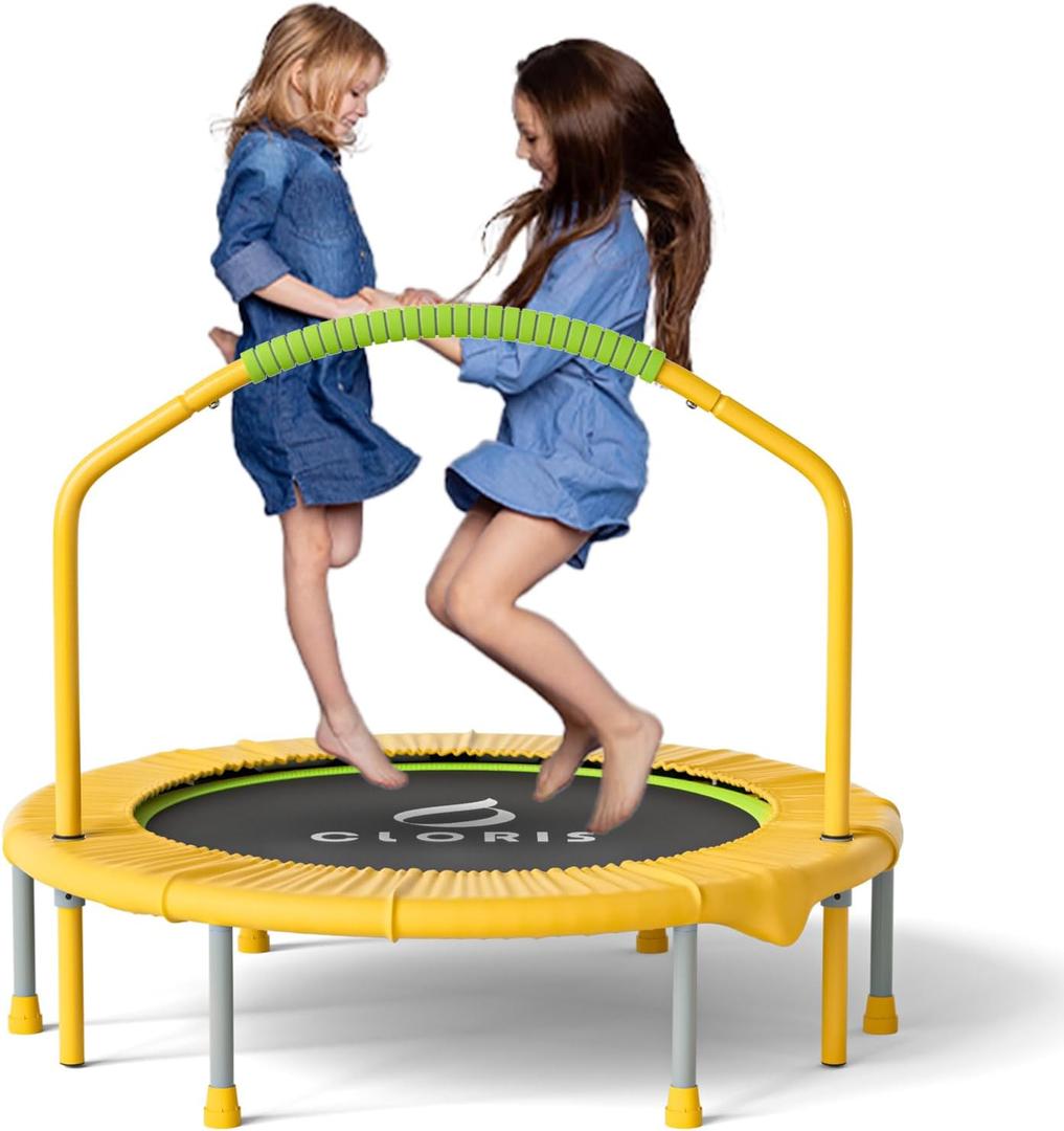 CLORIS 38in/48in Folding Trampoline - Max Load 220lbs / 450lbs Trampoline Rebounder Trampoline for Adults with Adjustable Foam Handle, with safty Padded Cover Best Gift