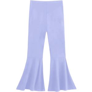 WDIRARA Girl's Flare Pants High Waisted Elastic Waist Bell Bottom Casual Pants (Purple)