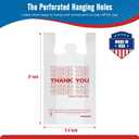 Fuxury 500 Count - Thank You Plastic T-shirt Bags White with Handles (11.5" x 6.5" x 21"), Grocery, Take Out, To Go, Restaurants, Convenience Store,Retail Shopping Bags in Bulk for Small Business