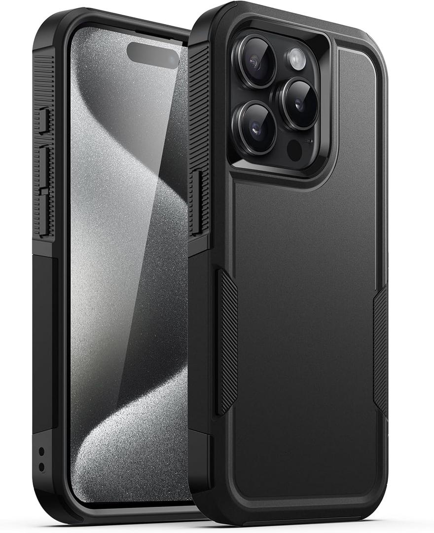 JETech Case for iPhone 15 Pro 6.1-Inch, Heavy Duty Dual-Layer Rugged Protection, Shockproof Protective Tough Phone Cover with Matte Back (Black)