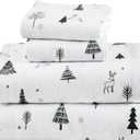 Comfort Spaces 100% Cotton Flannel Sheets King Size, Ultra Soft Cozy Flannel Sheet Set with 14" Elastic Pocket, Novelty Print Warm Flannel Bedding, Reindeer 4 Piece
