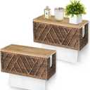 Set of 2 Paper Towel Dispenser Wall Mount, Paper Towel Holder Wall Mounted with Lid, Solid Wood Commercial C-Fold, Z-Fold, Trifold Hand Paper Towel Holder Hand Towel Holder for Bathroom Kitchen Decor