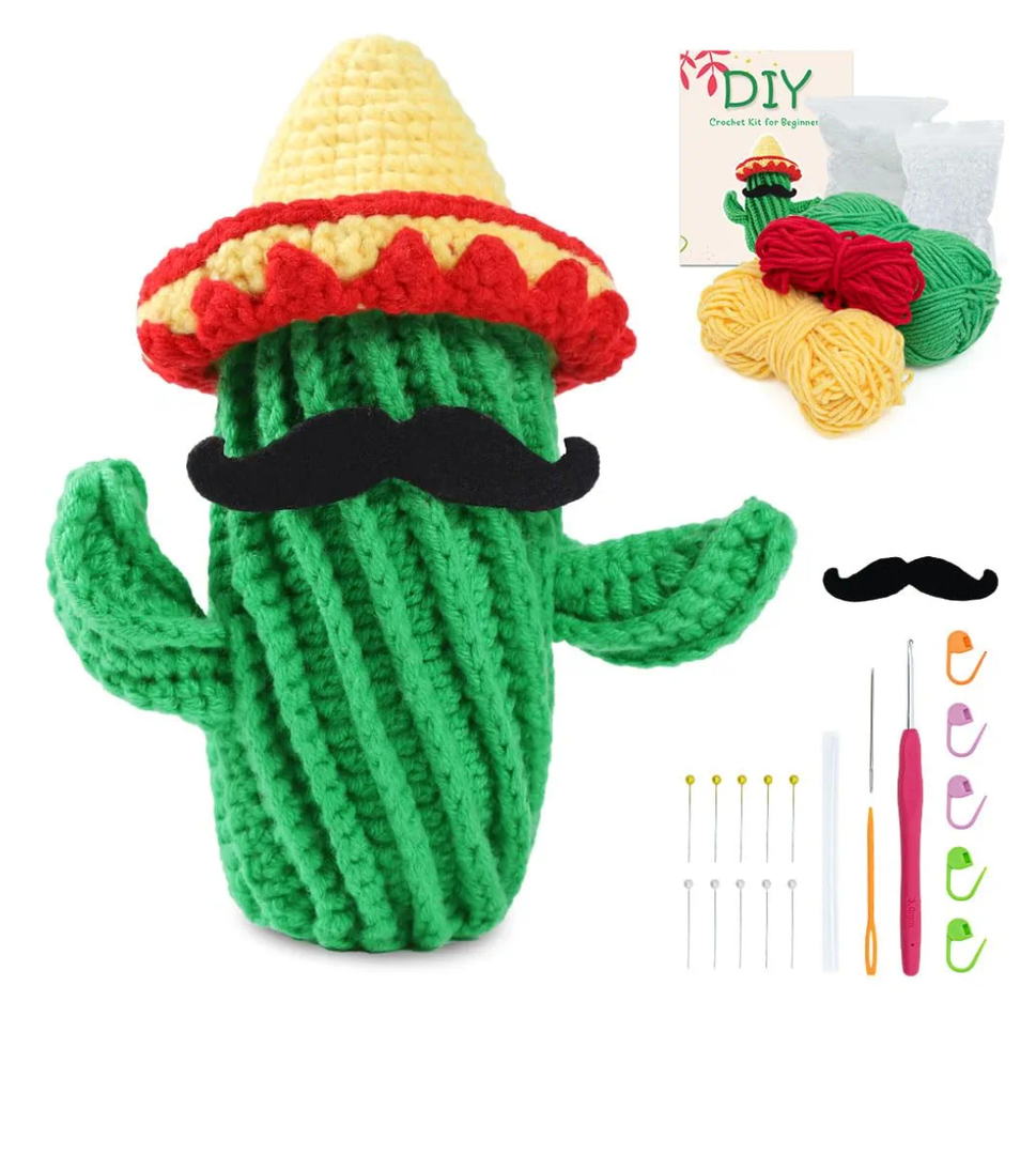 VOCHIC Crochet Kit for Beginners Starter Crochet Mexican Style Cacti Cactus Plant Knitting Kit with Step-by-Step Video Tutorials for Adults Kids