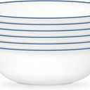 Corelle 6-Piece 18oz Round Bowls Vitrelle Triple Layer Glass, Perfect for Soup, Cereal and Snacks, Lightweight, Chip and Scratch Resistant, Microwave and Dishwasher Safe, Botanical Stripes