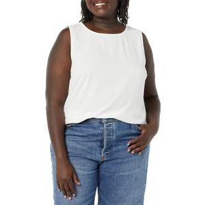 Amazon Essentials Women's Regular-Fit Sleeveless Layering Tank Top, Crew Neck (Ivory)