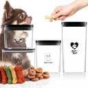 Acellegic Set of 4 Dog Treat Containers, 1.6l & 1l & 0.65l & 0.5l Plastic Airtight Dog Treat Jars with Lids, Pet Food Storage Container, Pet Treats Holder, Keeps Food Fresh