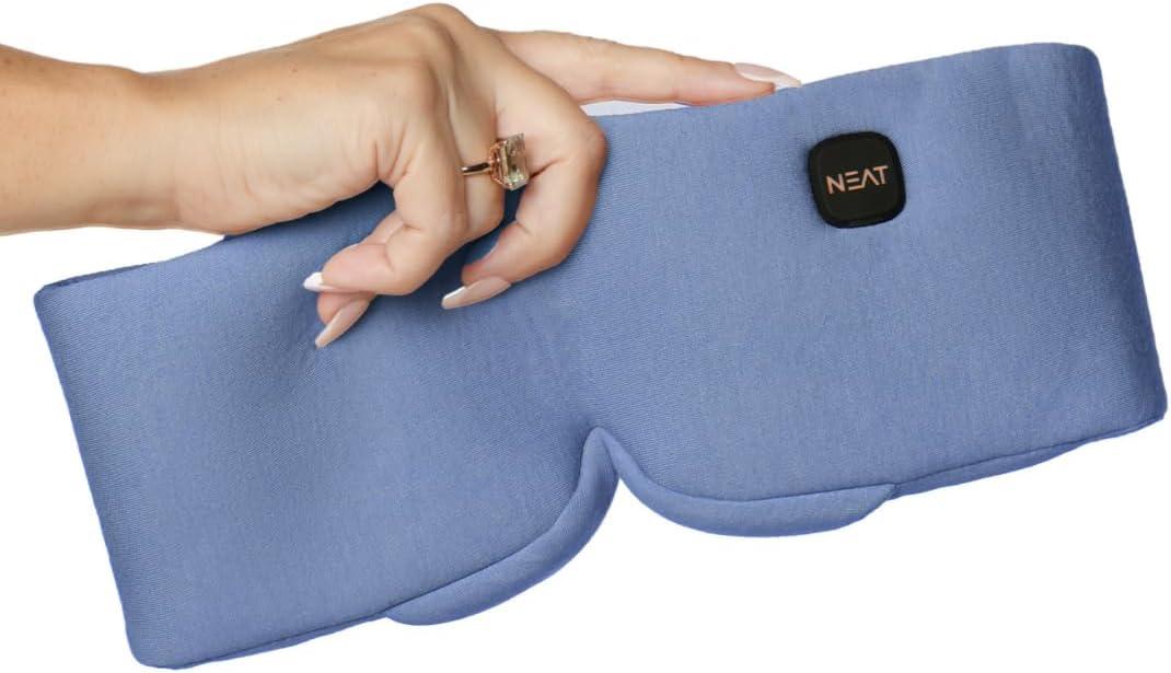 Heated Eye Mask  Cordless Rechargeable Warm Eye Mask with 4 Heat Levels  Completely Blackout Comfort for Sleep & Travel - Mothers Day Gifts Self Care for Mom & Grandma(Ocean Stone)