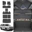 Floor Mats Compatible with 2018-2025 Ford Expedition (Not for Max Models) Cargo Mat Cargo Liner TPE 2024 Expedition 7 Seats Accessories (Trunk Mat+Backrest Mats+Floor Mats)
