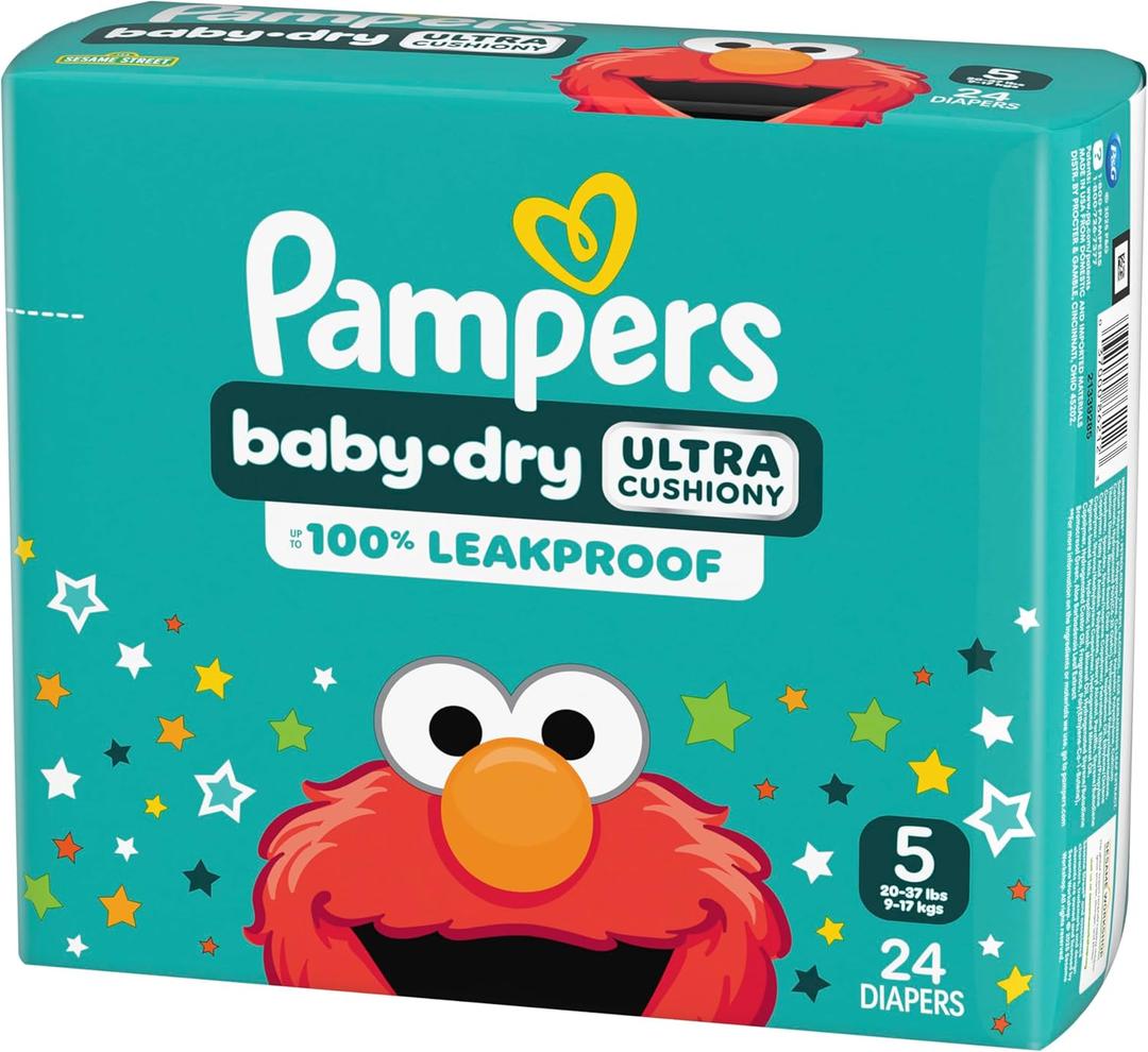 Pampers Diapers Baby Dry Size 5, 24 Count, Absorbent Disposable Infant Diaper 