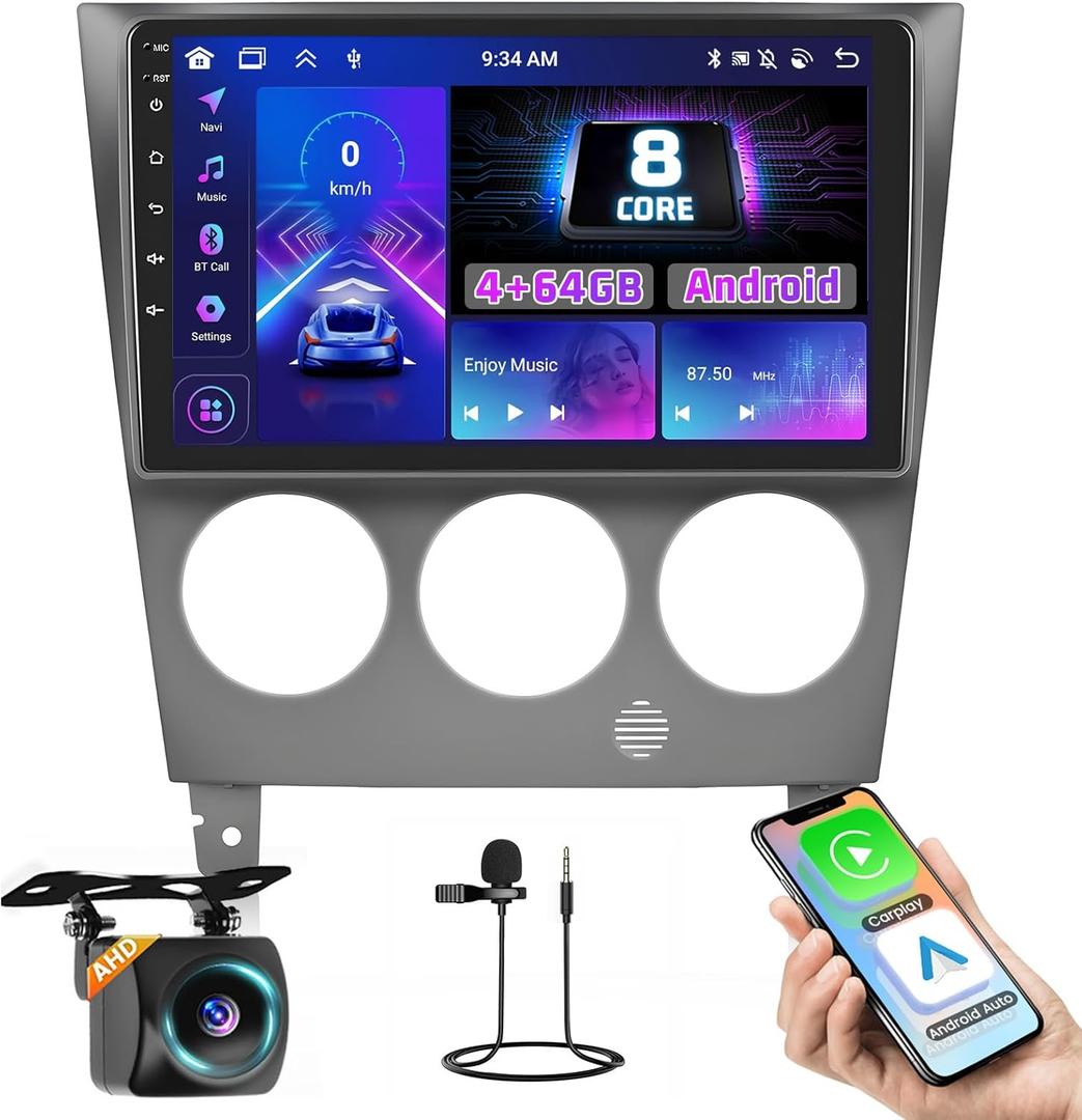 Fuluku8 Core 4+64GB Android 13 Car Stereo for Subaru Impreza WRX STI 2003-2006 with Wireless Carplay Android Auto, 9" Touch Screen Radio GPS Navigation WiFi Bluetooth 5.0 SWC Mic Backup Camera