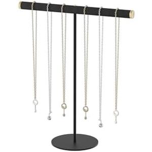Pangkeep T-Bar Necklace Holder, Jewelry Chains Display Stand for Selling, Velvet Necklace Organizer Stand for Show, Jewelry Tower Tree (Black)