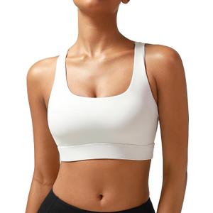 RUNNING GIRL High Impact Sports Bras for Women - Scoop Neck Strappy Sports Bra High Support Moulded Cup Workout Bra, M