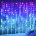 Curtain Lights Pink Blue Purple Fairy Lights for Bedroom Wall Hanging for Teen Girls Unicorn Mermaid Under The Sea Ocean Nautical Beach Themed Room Decor (Purple Blue Ombre)