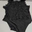 RARITYUS Women Sexy Lace Bodysuit Jumpsuit See Through Mesh Sleeveless/Long Sleeve Tops Swimsuit for Party Outfit (A Black (Not Backless))(X-Large)