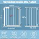 Extra Wide Large Baby Gate 67-71.5 Inch Automatic Close Pet Dog Gates for Stairs Doorways Pressure Mount Child Safety Gate for Walk Through Kids or Pets