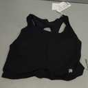 Yvette Comfortable Yoga Sports Bra Scoop Neck with Built-in Bra and Round Back Cutout Workout Top (Medium, Black)