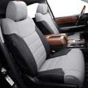 coverdream Custom Seat Covers Compatible with Select Toyota Tundra CrewMax 2014 2015 2016 2017 2018 2019 2020 2021 Models - Leatherette (Black/Gray,Full Set)
