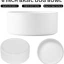 Raised Ceramic Dog Bowl Set - Elevated Dog Bowls with Non Slip Bamboo Stand, Food and Water Bowl Set for Small and Medium Breed Dogs, Pet Bowls, Weighted Dogs Dishes (6'', 2 * 30OZ, White)