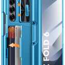 Vizvera for Samsung Galaxy Z Fold 6 Case RFID Wallet with Cards Holder [S Pen Holder] [Camera Cover] Shockproof Silicone Protective Phone Case for Z Fold 6 2024-Lake Blue