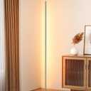EDISHINE LED Corner Floor Lamp, Minimalist Dimmable Light with Remote, 57.5 Inches Tall Floor Lamps for Living Room, Bedroom, Home Office, 7 Color Temperature 2700-6000K (Silver)