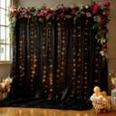 10x10FT Black Wrinkle Free Backdrop Curtains with Lights String for Parties - Photo Curtain Backdrop with Lights for Wedding Decorations, Bridal Baby Shower Birthday Party Photography Background (10FTx10FT (W5'xH10', 2 Panels))
